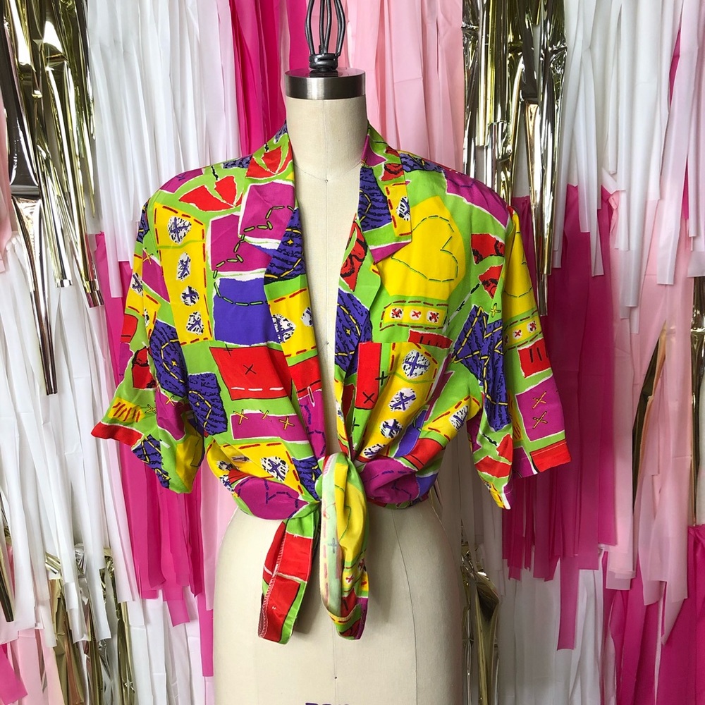Vintage 80s 90s 100% Silk Button up SOLD